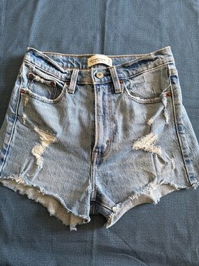 Abercrombie & Fitch Light Blue Distressed Denim Shorts